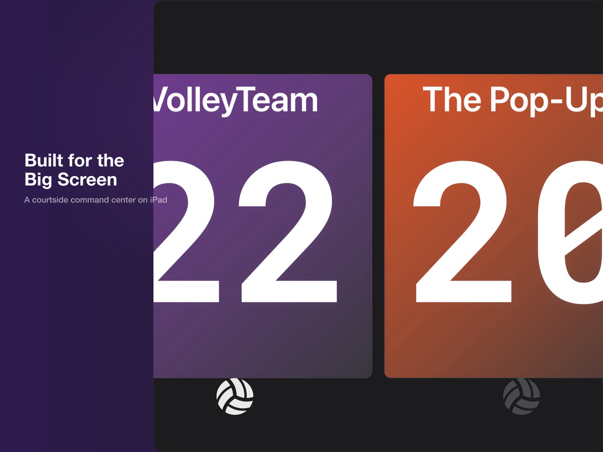 VolleyTally displayed on an iPad for courtside scorekeeping